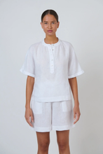 Load image into Gallery viewer, Naturals by O&amp;J Short Sleeves Linen Top White colour front shot
