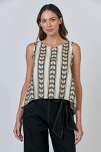 Load image into Gallery viewer, Naturals by O&amp;J Sleeveless Linen Top Chevron colour front shot
