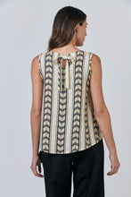 Load image into Gallery viewer, Naturals by O&amp;J Sleeveless Linen Top Chevron colour back shot
