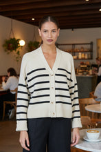 Load image into Gallery viewer, Naturals by O&amp;J Striped Cardigan Sand Mix colour front shot
