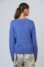 Load image into Gallery viewer, Naturals by O&amp;J V-Neck Knit Top Lake colour back shot
