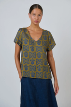 Load image into Gallery viewer, Naturals by O&amp;J V Neck Top Motif colour front shot
