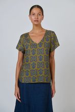 Load image into Gallery viewer, Naturals by O&amp;J V Neck Top Motif colour front shot
