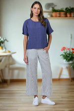 Load image into Gallery viewer, Naturals by O&amp;J Wide Leg Pants Blueberry Stripe colour front shot

