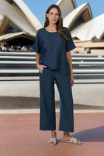 Load image into Gallery viewer, Naturals by O&amp;J Wide Leg Pants Poseidon colour front shot
