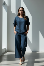 Load image into Gallery viewer, Naturals by O&amp;J Wide Leg Pants Poseidon colour front shot
