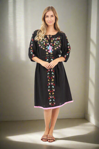 Naudic - Oregon Dress Splendour Embroidery in Black colour front shot