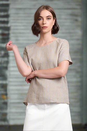Neris - Simplici Tee - Mineral Stripe colour front shot