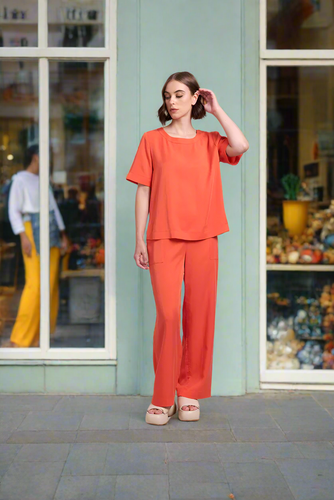 Neris - Tandem Pant - Mandarin colour front shot