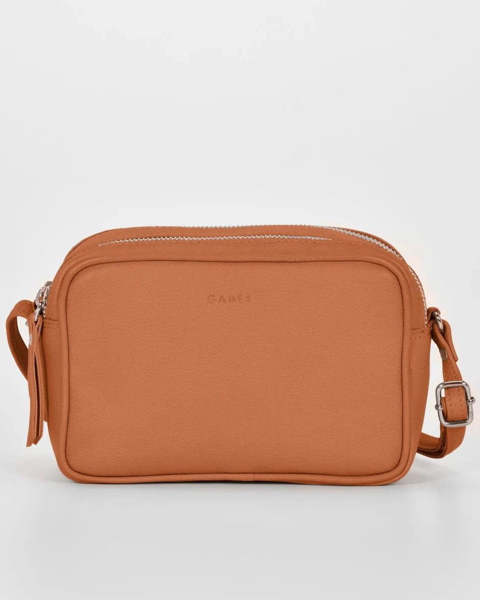 Norah - Leather Crossbody Bag in Tan colour