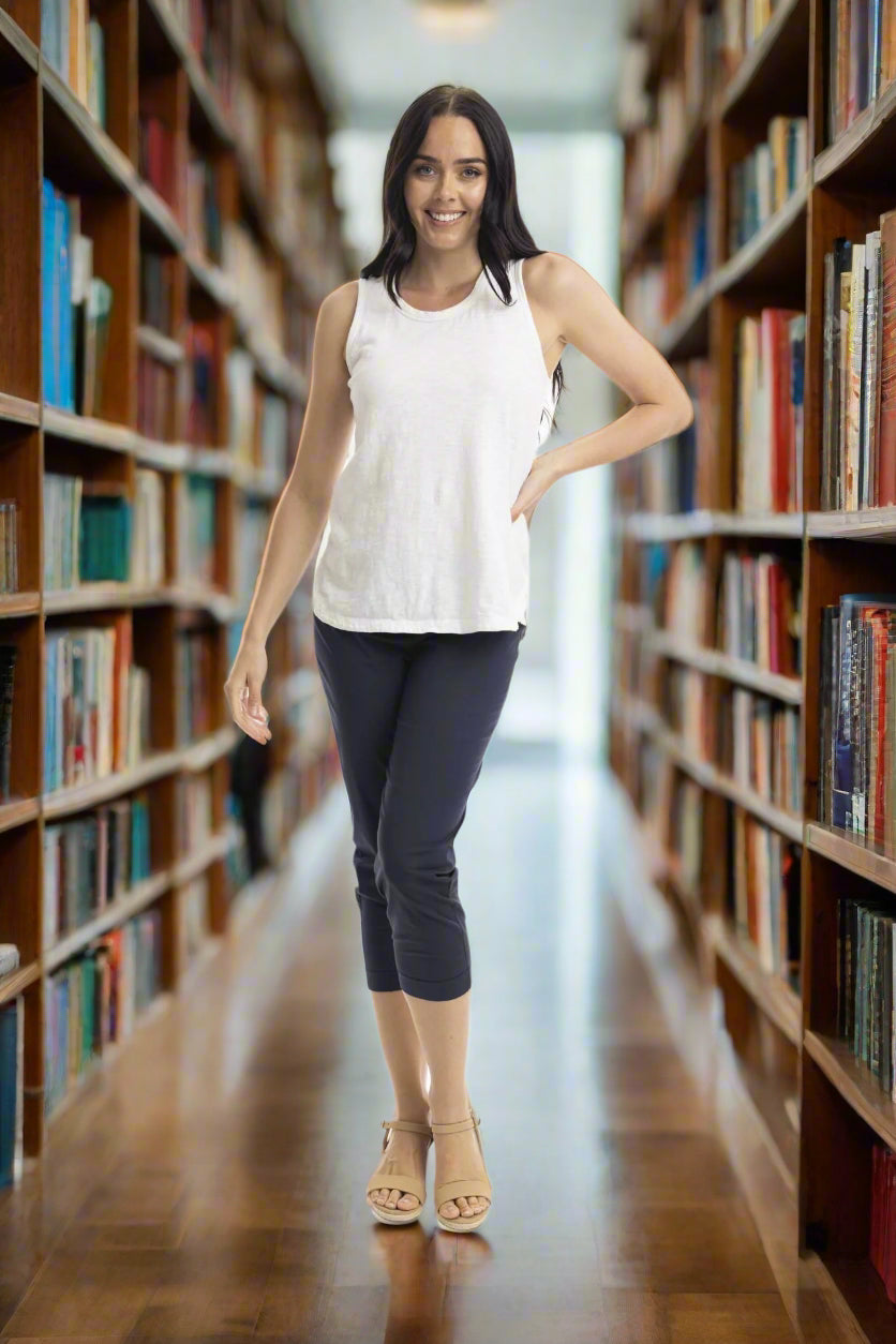 Orientique Bangalene Capri Pants Navy front shot