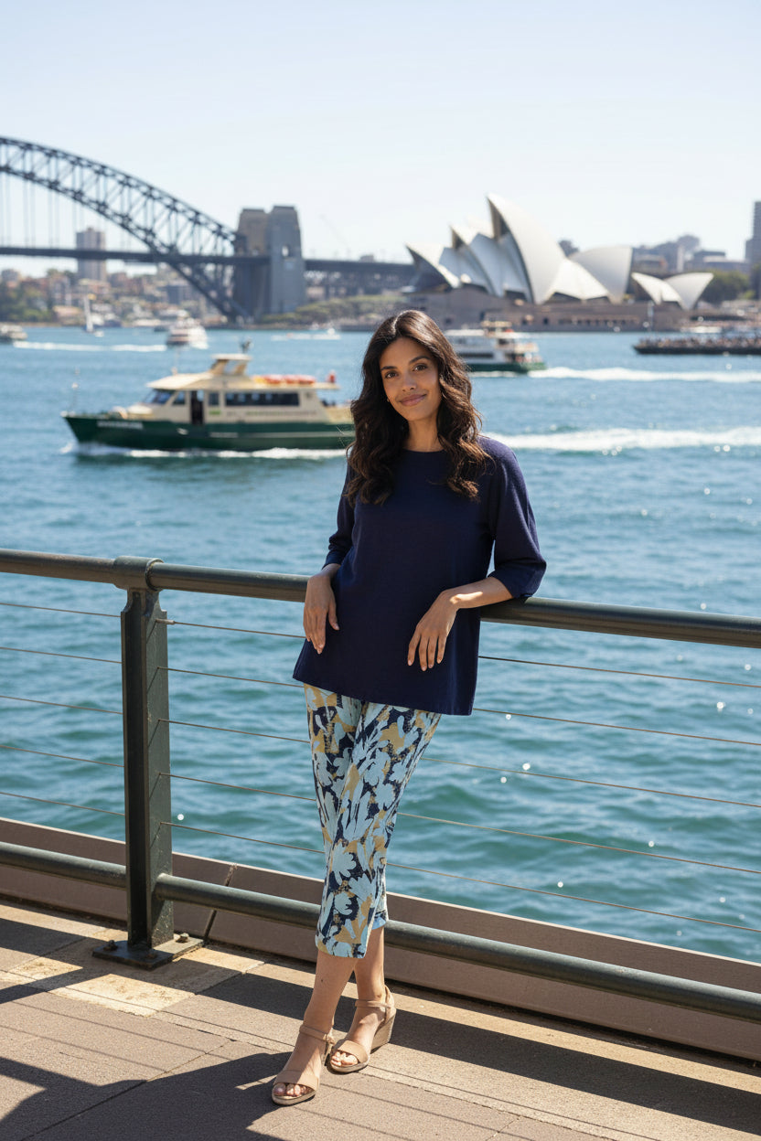 Orientique Bangalene Ikebana Pant printed colour front shot