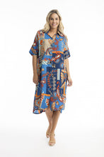 Load image into Gallery viewer, Orientique Camps Bay Collared Buttonthrough Dress Printed colour front shot
