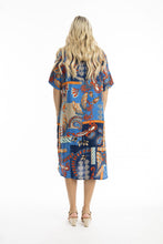 Load image into Gallery viewer, Orientique Camps Bay Collared Buttonthrough Dress Printed colour back shot
