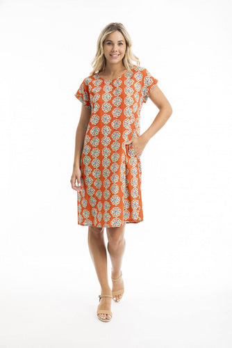 Orientique Camps Bay Short Sleeve Bubble Dress Red colour front shot