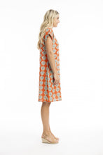 Load image into Gallery viewer, Orientique Camps Bay Short Sleeve Bubble Dress Red colour side shot
