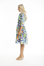 Load image into Gallery viewer, Orientique Cannes Collared Dress with Belt Printed colour side shot
