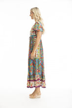 Load image into Gallery viewer, Orientique Carvalho Layered Midi Dress printed colour side shot
