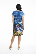 Load image into Gallery viewer, Orientique Contemporary Short Sleeve V Neck Dress santorini colour back shot
