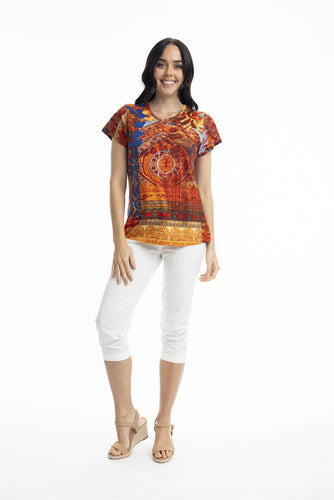 Orientique Crew Neck T-Shirt Maspalomas Orange colour front shot