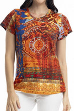 Load image into Gallery viewer, Orientique Crew Neck T-Shirt Maspalomas Orange colour front closed up shot
