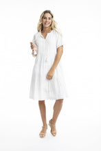 Load image into Gallery viewer, Orientique Essential Layered Broderie Dress White colour front shot
