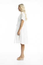 Load image into Gallery viewer, Orientique Essential Layered Broderie Dress White colour side shot
