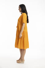Load image into Gallery viewer, Orientique Essential Layered Broderie Dress Kumquat colour side shot
