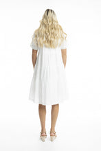 Load image into Gallery viewer, Orientique Essential Layered Broderie Dress White colour back shot
