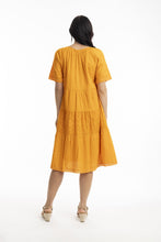 Load image into Gallery viewer, Orientique Essential Layered Broderie Dress Kumquat colour back shot
