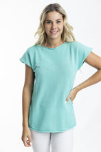 Load image into Gallery viewer, Orientique Essentials Boatneck Knit Top Aqua colour front shot
