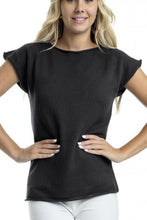 Load image into Gallery viewer, Orientique Essentials Boatneck Knit Top Black colour front closed up shot 

