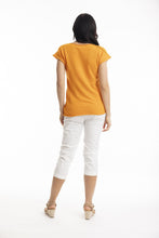 Load image into Gallery viewer, Orientique Essentials Boatneck Knit Top Kumquat back shot
