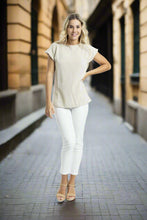 Load image into Gallery viewer, Orientique Essentials Boatneck Knit Top Sand front shot
