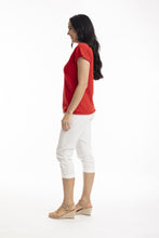 Load image into Gallery viewer, Orientique Essentials Boatneck Knit Top Scarlet side shot
