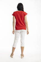 Load image into Gallery viewer, Orientique Essentials Boatneck Knit Top Scarlet back shot

