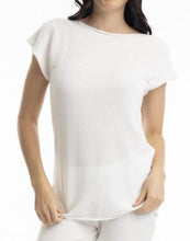 Load image into Gallery viewer, Orientique Essentials Boatneck Knit Top White front closed up shot
