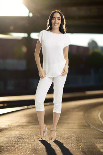 Orientique Essentials Boatneck Knit Top White front shot