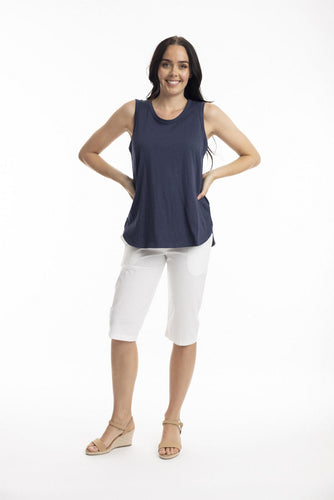 Orientique Essentials Knit Cami Navy colour front shot