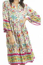 Load image into Gallery viewer, Orientique Fleur Layered Dress with Frill Sleeve front closed up shot
