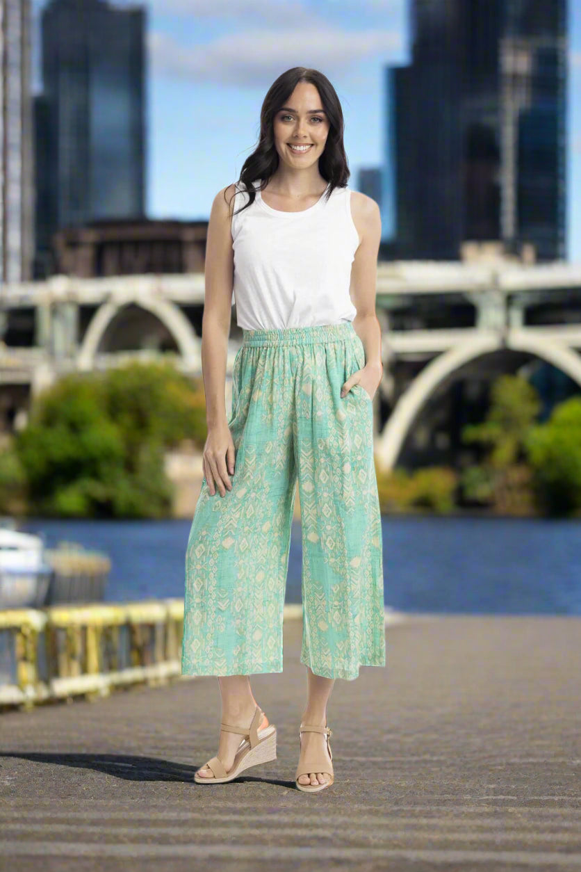 Orientique Hanalei Pants Printed Colour front shot