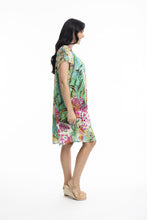 Load image into Gallery viewer, Orientique Hanalei Square Neckline Ruched Dress Printed Colour side shot
