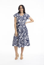 Load image into Gallery viewer, Orientique Hayman Navy Bias Dress with Pockets Navy colour front shot
