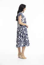 Load image into Gallery viewer, Orientique Hayman Navy Bias Dress with Pockets Navy colour side shot
