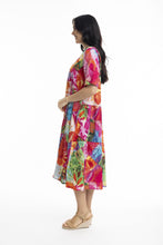 Load image into Gallery viewer, Orientique Jozani Bib Dress with Elbow Sleeve printed colour side shot
