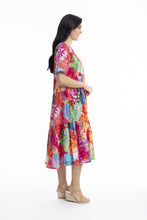Load image into Gallery viewer, Orientique Jozani Bib Dress with Elbow Sleeve printed colour side shot
