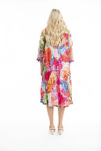 Load image into Gallery viewer, Orientique Jozani Collared Buttonthrough Dress printed colour back shot 
