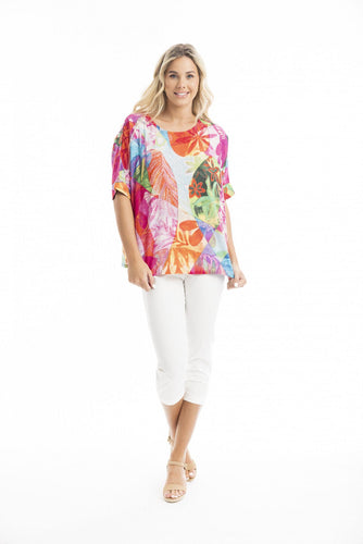 Orientique Jozani Oversized Top printed colour front shot