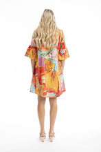 Load image into Gallery viewer, Orientique Kiwayu Frill Sleeve Contemporary Dress back shot
