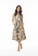 Load image into Gallery viewer, Orientique Lima Pleated Sleeveless Dress Olive colour front shot
